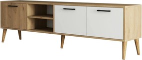 Comoda TV EXXEN-1585, stejar/alb, PAL melaminat, 180x35x53 cm