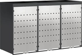 vidaXL Depozitare pentru 3 pubele Wheelie 340 x 77.5 x 115.5 cm Oțel
