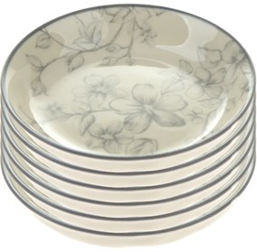 Set de 6 farfurii de desert Flori delicate 10 cm,gri