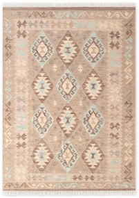 Covor albastru deschis-bej reversibil, țesut manual din lână 200x290 cm Kamal Dune – Nouristan