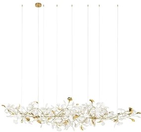 Lustra Suspendata, Metal Auriu, Petale Flori Albe, FLORA 250 PP