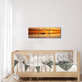 Tablou - cu barca (cu ceas) (90x30 cm)