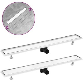 vidaXL Rigolă de duș cu capac 2-în-1, 93 x 14 cm, oțel inoxidabil