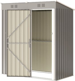 Outsunny Magazie de grădină din metal tip sprijinit 2 grile de aerisire acoperiș înclinat anti-UV 163x90x179cm Gri deschis | Aosom Romania