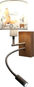 Brilagi - LED Flex. lampă BOBO WOOD 1xE27/25W/230V + LED/3W stejar/alb/cu animale