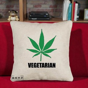 Perna Decorativa Vegetarian cu Frunza, 40x40 cm, Bej Canapea, Husa Detasabila, Perna Inclusa, BEKZ®