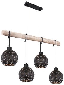 Globo 54029-4H - Candelabru suspendat pe cablu JODIE 4xE27/40W/230V bej/negru