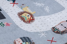 BAMBINO 2160 covor lavabil Sat indian, animale pentru copii anti-alunecare gri - SECUNDAR-COTATI PRODUSUL