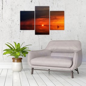Tabloul apusului de soare cu barca (90x60 cm)