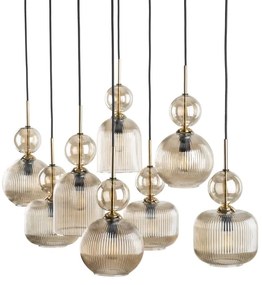 Candelabru suspendat pe cablu SOPHIA, 8xE14/10W/230V, negru/bej fumuriu