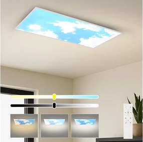 Brilagi -LED Plafonieră LED reglabilă SLIMFRAME SKY LED/80W/230V 120x60 cm argintiu/albastru+telecomandă
