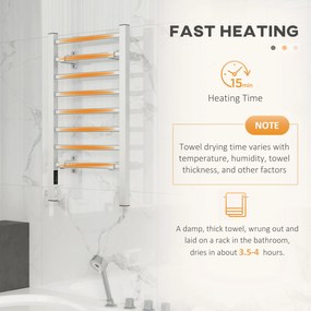 HOMCOM Uscător Electric de Prosoape pentru Perete sau Podea cu Timer și 8 Bare 53x35x90 cm Negru | Aosom Romania