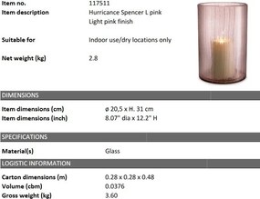 Suport lumanare design LUX Spencer L pink