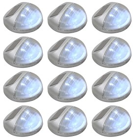 Lampi solare de exterior cu LED-uri, 12 buc., argintiu, rotund 12, Argintiu, 1