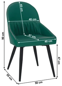 Scaun de masă, piele ecologică verde/metal, KALINA