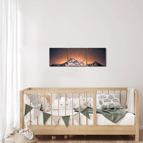 Tablou cu cerul nocturn cu munți (cu ceas) (90x30 cm)