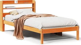 vidaXL Cadru de pat cu tăblie, maro ceruit, 75x190 cm, lemn masiv pin