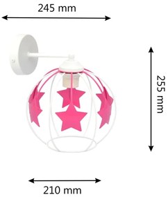 Lampă de perete pentru copii STARS 1xE27/15W/230V roz/alb