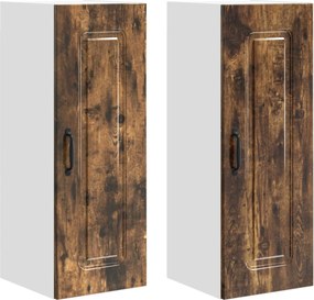 vidaXL Dulap de bucătărie Kalmar 2 pcs Stejar fumuriu 30 x 31 x 80 cm