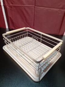 La mâna a doua: Uscator de vase Rosberg R53000N, 43x31.5x14 cm, Tava detasabila, Manere din lemn, Bej