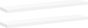 vidaXL Rafturi de perete suspendate, 2 buc., alb, 120x23,5x3,8 cm, MDF