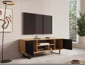 Comodă TV TV Lofter Herringbone cm – 135x40x49 cm – Oak Craft / Negru