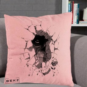 Perna Personalizata Attack on Titan Titan Crapand Zidul, 40x40 cm, Roz, Husa Detasabila, Perna Inclusa, BEKZ®