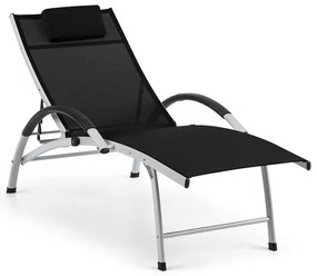 Blumfeldt Sun Valley, șezlong pliabil, pernă, negru