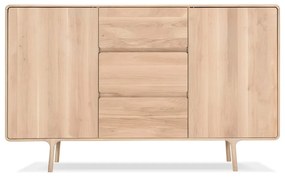 Comodă din lemn masiv de stejar cu 3 sertare Gazzda Fawn, lățime 180 cm