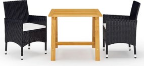 vidaXL Set de masă pentru grădină, 3 piese, negru