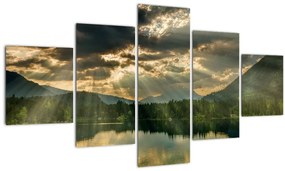 Tablou cu lac și soarele translucid (125x70 cm), în 40 de alte dimensiuni noi
