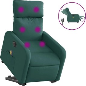 vidaXL Fotoliu electric masaj rabatabil / ridicare verde închis textil