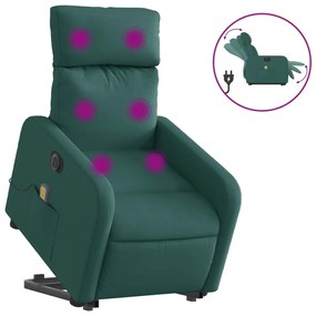 3206732 vidaXL Fotoliu electric masaj rabatabil / ridicare verde închis textil