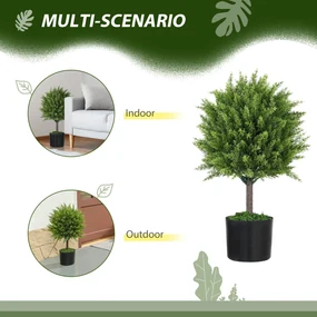 HOMCOM Plantă Artificială Cedru Rezistentă la Raze UV cu Ghiveci, Ø14,5x55 cm, Verde | Aosom Romania