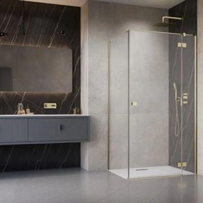 Usa de nisa batanta Radaway Essenza KDJ 110 cm sticla 6 mm finisaj auriu periat-transparent deschidere dreapta