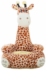 Fotoliu din plus pentru copii cu spatar, Girafa, 85 x 50 x 45 cm, Maro, FPS-117