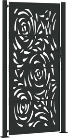 vidaXL Poartă de grădină neagră 100x200 cm, oțel, design cu flacără