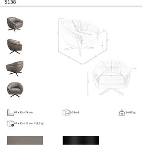 Fotoliu pivotant design LUX, Piele naturala, Cowhide gri