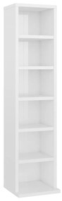 800357 vidaXL Dulap CD-uri, alb extralucios, 21x20x88 cm, lemn compozit