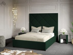 Pat Tapitat cu Panou 191x170 C2 Dubai cu somiera fixa Verde Inchis - Velluto 27 180x200