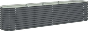 vidaXL Strat înălțat de grădină, gri, 400x80x81 cm, oțel galvanizat