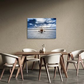 Tablou pe sticlă cu aeroplan cu motor (70x50 cm)