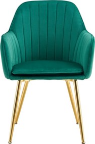 Fotoliu design, ţesătură de catifea smarald/crom-auriu, ADLAM NEW