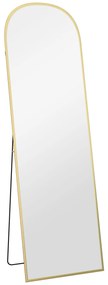 HOMCOM Oglindă de Podea și Perete cu Suport Pliabil, 50x161.5cm, Auriu | Aosom Romania
