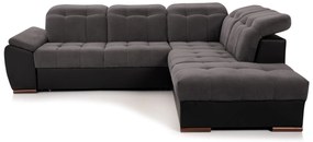 Colțar Extensibil ENZO, cu tetiere, varianta stânga/dreapta, 265x230x80 cm, Gri-Savoy-Negru-Cayenne / Stanga