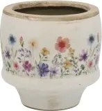 Ghiveci din ceramică cu flori de câmp, crem, H10,5/D12 cm, „Fleurville”