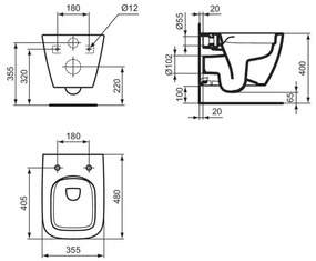 Vas WC suspendat Ideal Standard i.life S rimless alb lucios