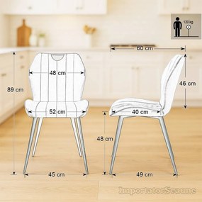 Scaun living negru din catifea cu cadru metalic si spatar ergonomic BUC 204