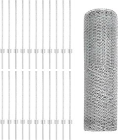 vidaXL Gard cu Stâlp Argintiu 0,8 x 50 m Oțel