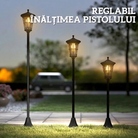 Outsunny Set de 2 Felinare Solare de Grădină 1.86 m, Lămpi de Exterior din Oțel Inoxidabil cu Înălțime Reglabilă, 2 Moduri de Lumină, IP44 Impermeabil pentru Terasă Curte Alei | Aosom Romania